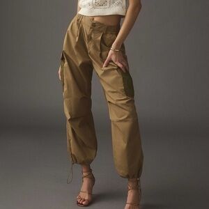 Anthropologie Parachute Pants Womens Size 29 Brown Cargo Pocket Baggy Utility